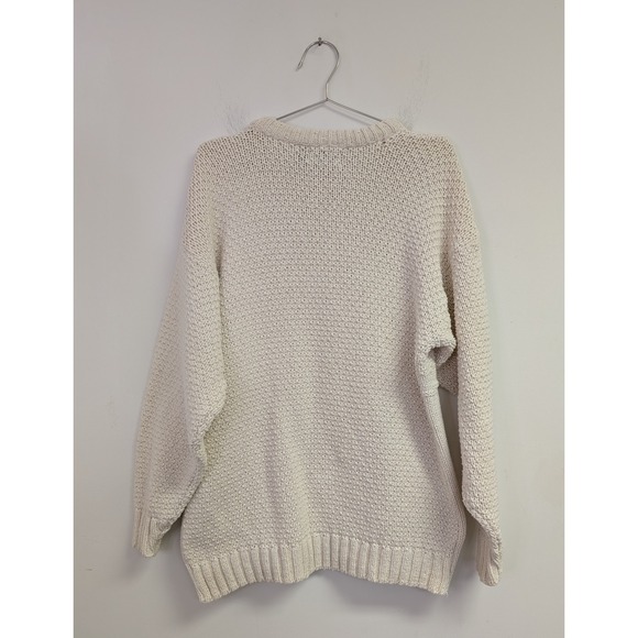 Vintage North Bay Outfitters Fisherman Sweater Made in USA Heavy Knit Ivory‎ M - Picture 7 of 8